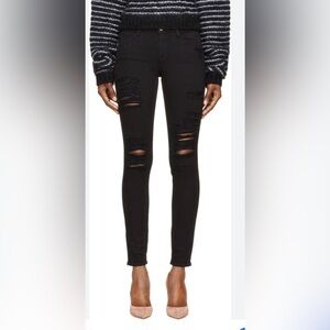 Frame Le Skinny distressed Film Noir jeans